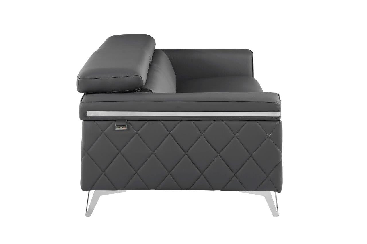 Three Piece Gray Top Grain Leather Five Person Seating Set-6