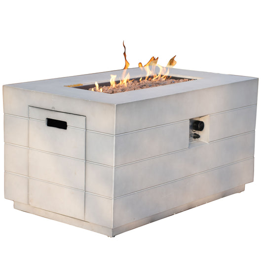 28" Gray Aluminum Natural gas Rectangular Fire pit table With Cover-0
