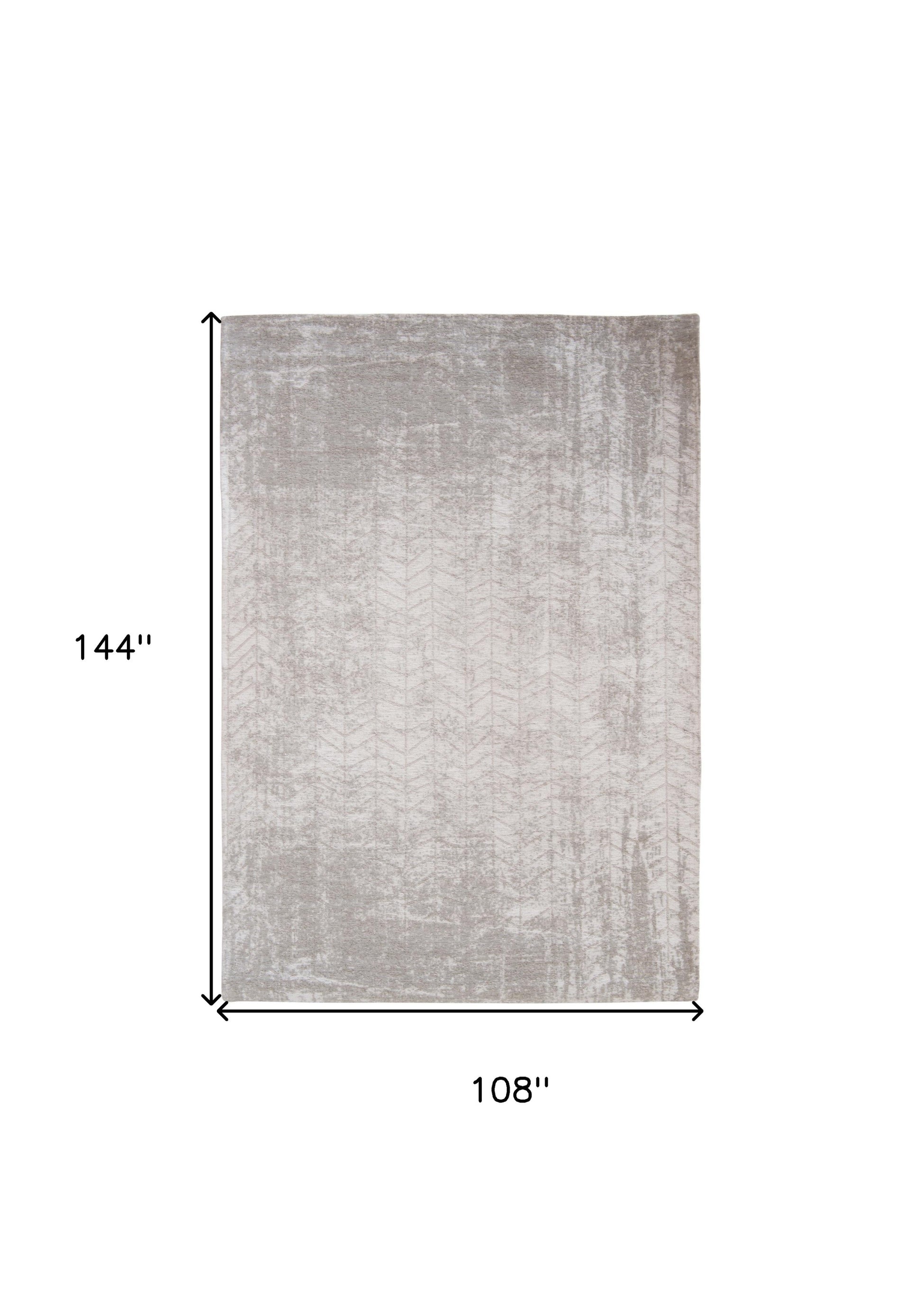 9' X 13' Gray and White Chevron Non Skid Area Rug-2