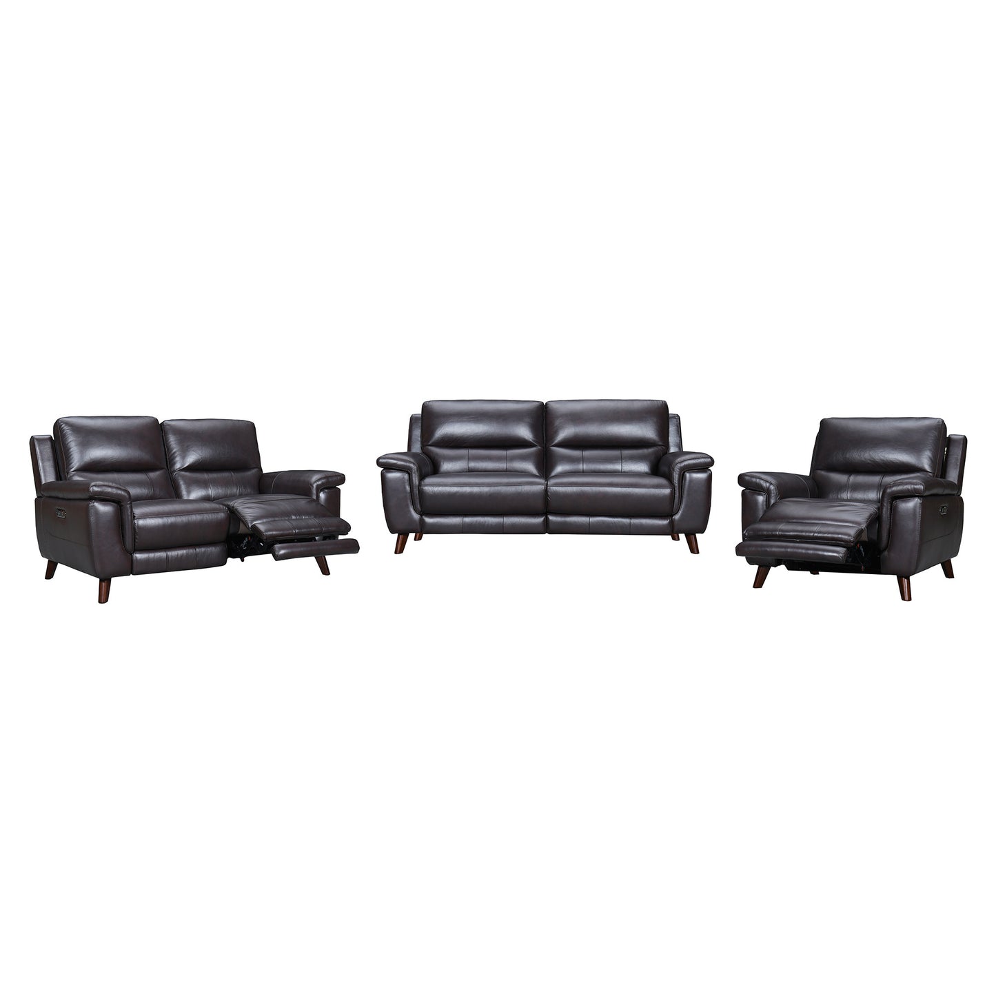 Three Piece Indoor Brown Leather Six Person Seating Set-6