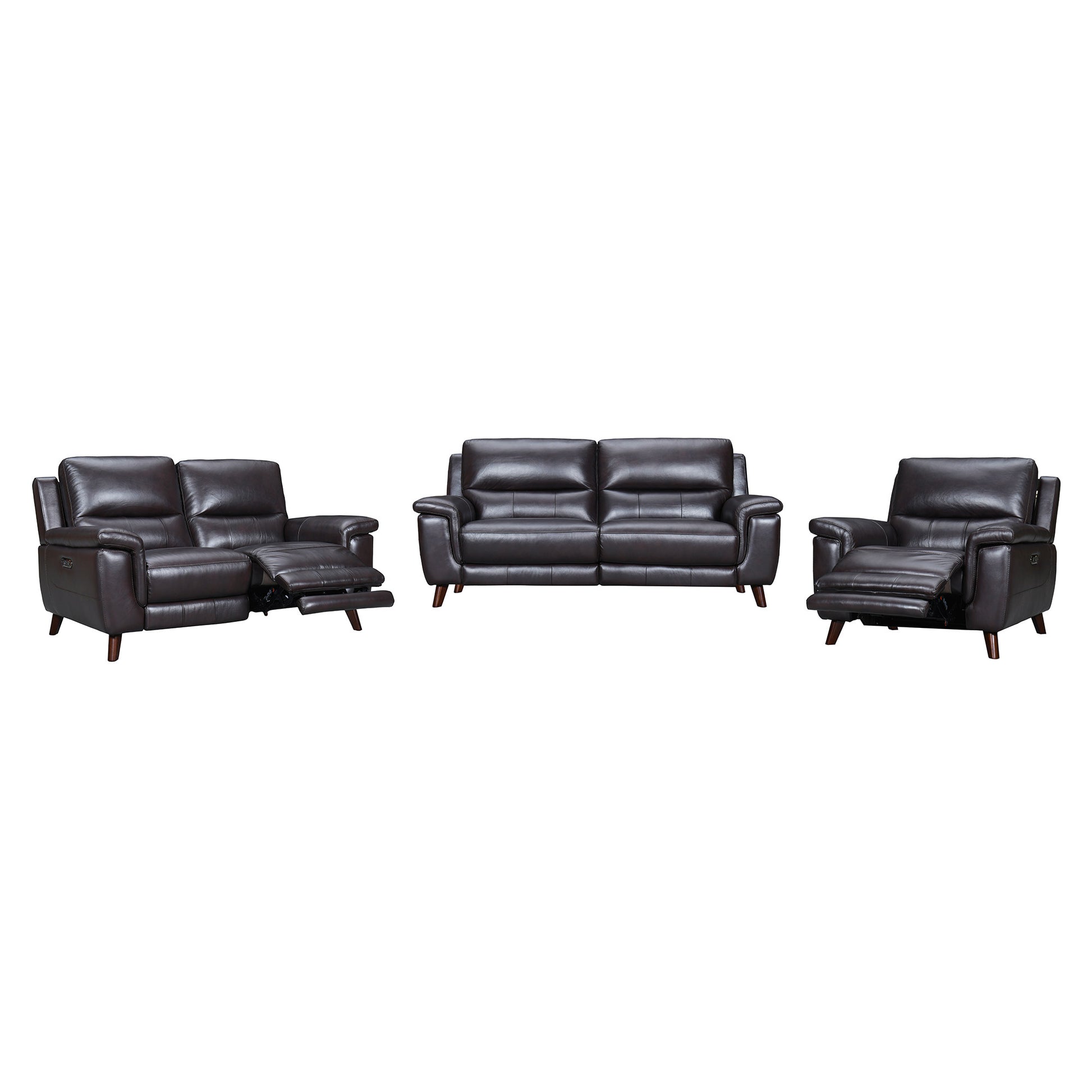 Three Piece Indoor Brown Leather Six Person Seating Set-6