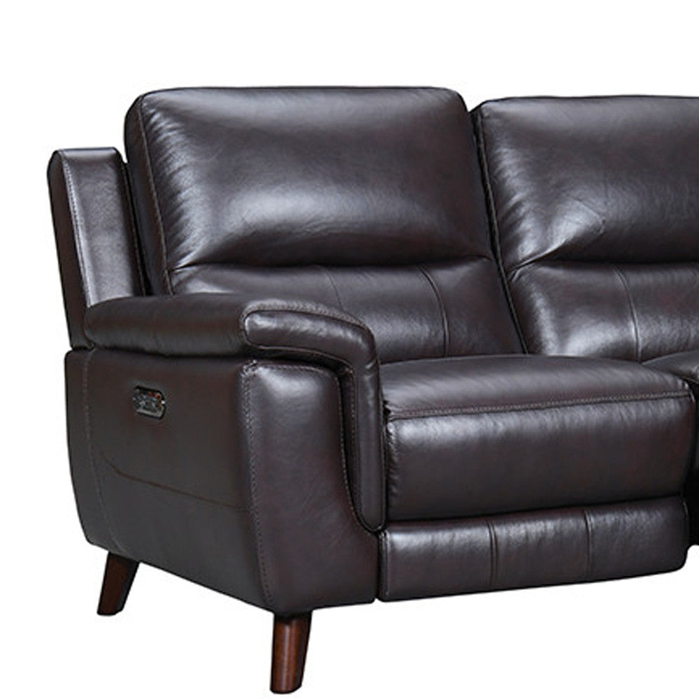 Three Piece Indoor Brown Leather Six Person Seating Set-8