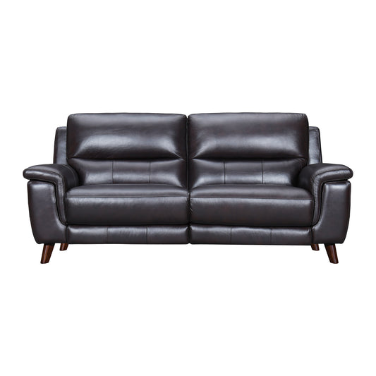 Three Piece Indoor Brown Leather Six Person Seating Set-0