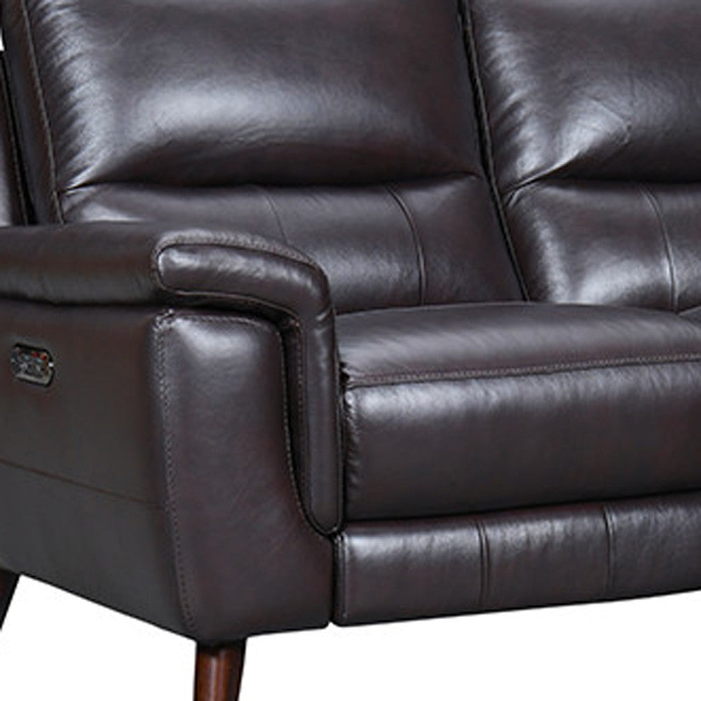 Three Piece Indoor Brown Leather Six Person Seating Set-7