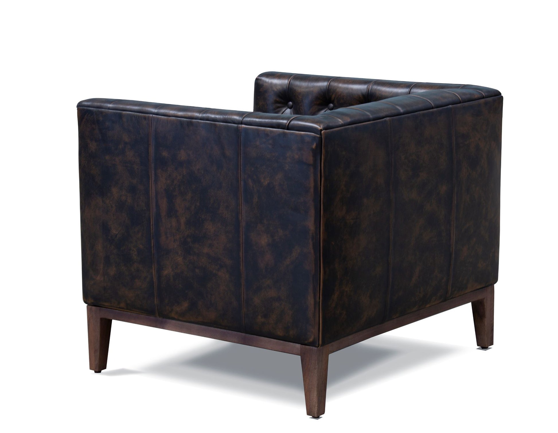 33" Brown and Black Antiqued Top Grain Leather Tufted Club Chair-3
