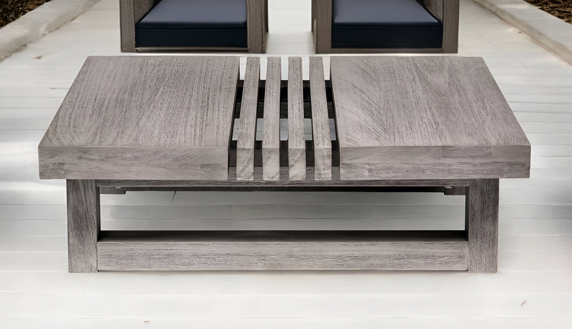 33" Gray Solid Wood Outdoor Coffee Table-1