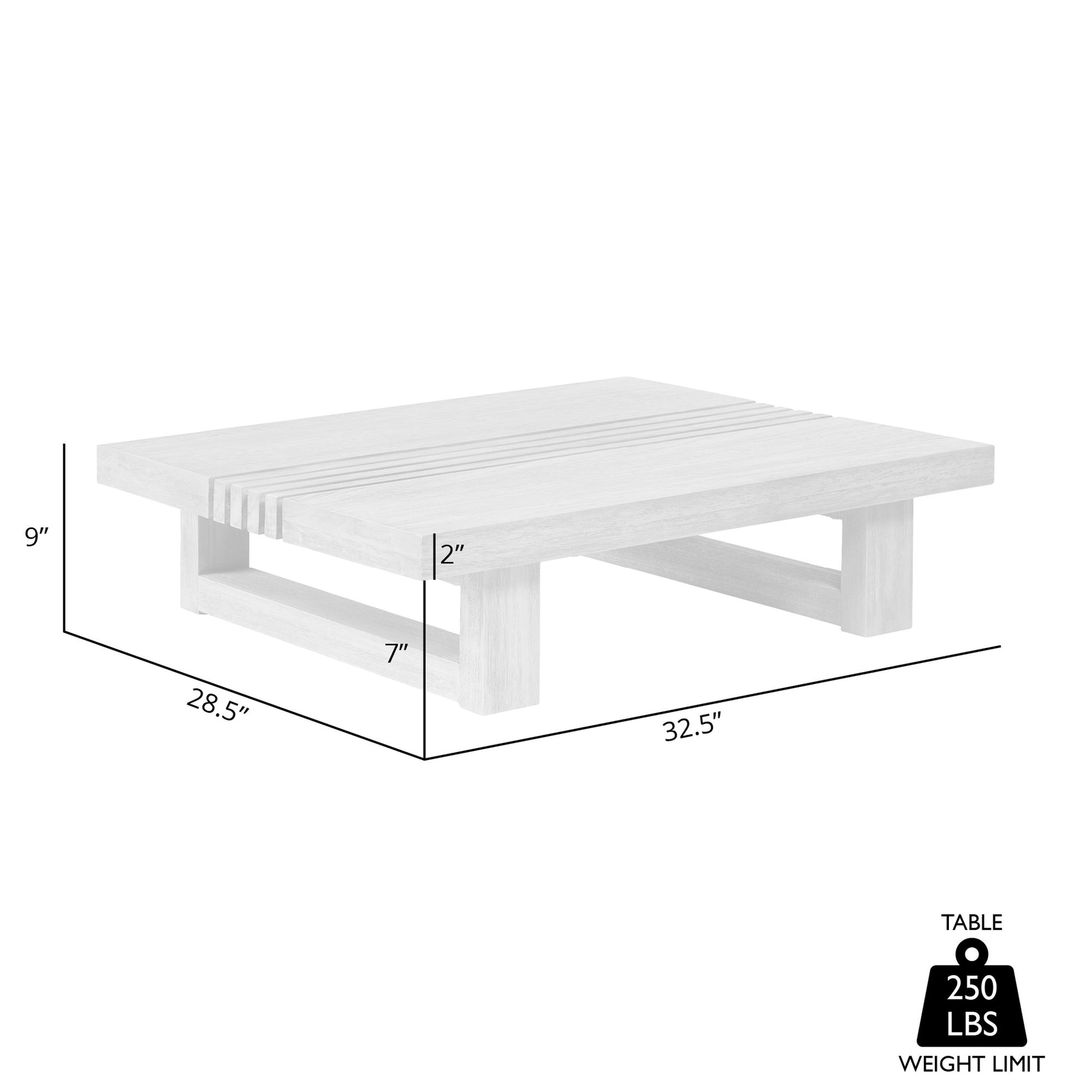 33" Gray Solid Wood Outdoor Coffee Table-8