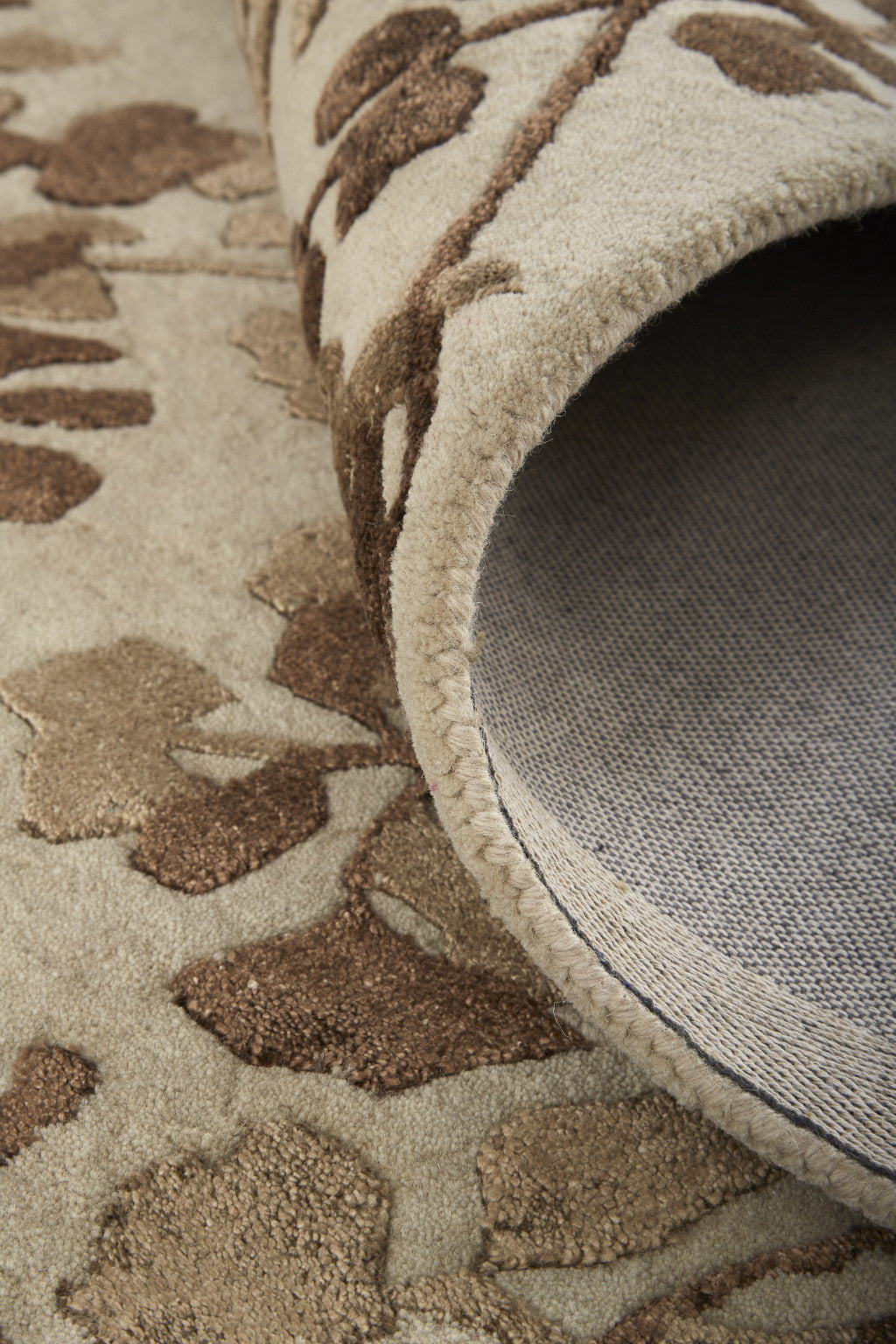 10' X 14' Taupe and Brown Floral Hand Tufted Area Rug-5
