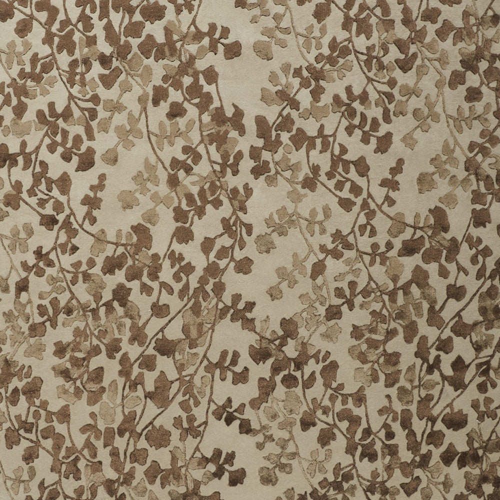 10' X 14' Taupe and Brown Floral Hand Tufted Area Rug-6