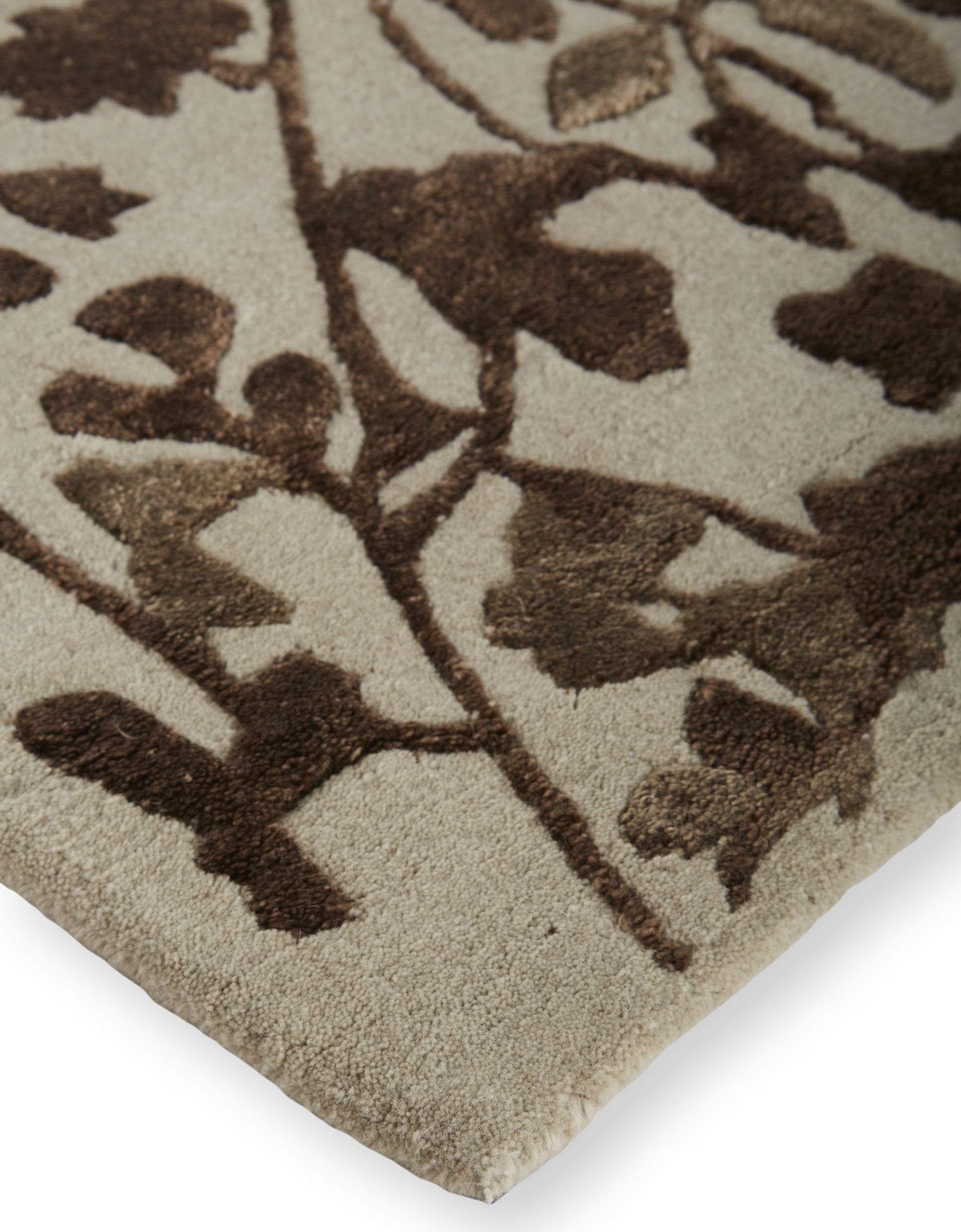 10' X 14' Taupe and Brown Floral Hand Tufted Area Rug-4