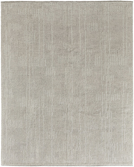 9' X 13' Tan and Ivory Wool Hand Knotted Area Rug-0
