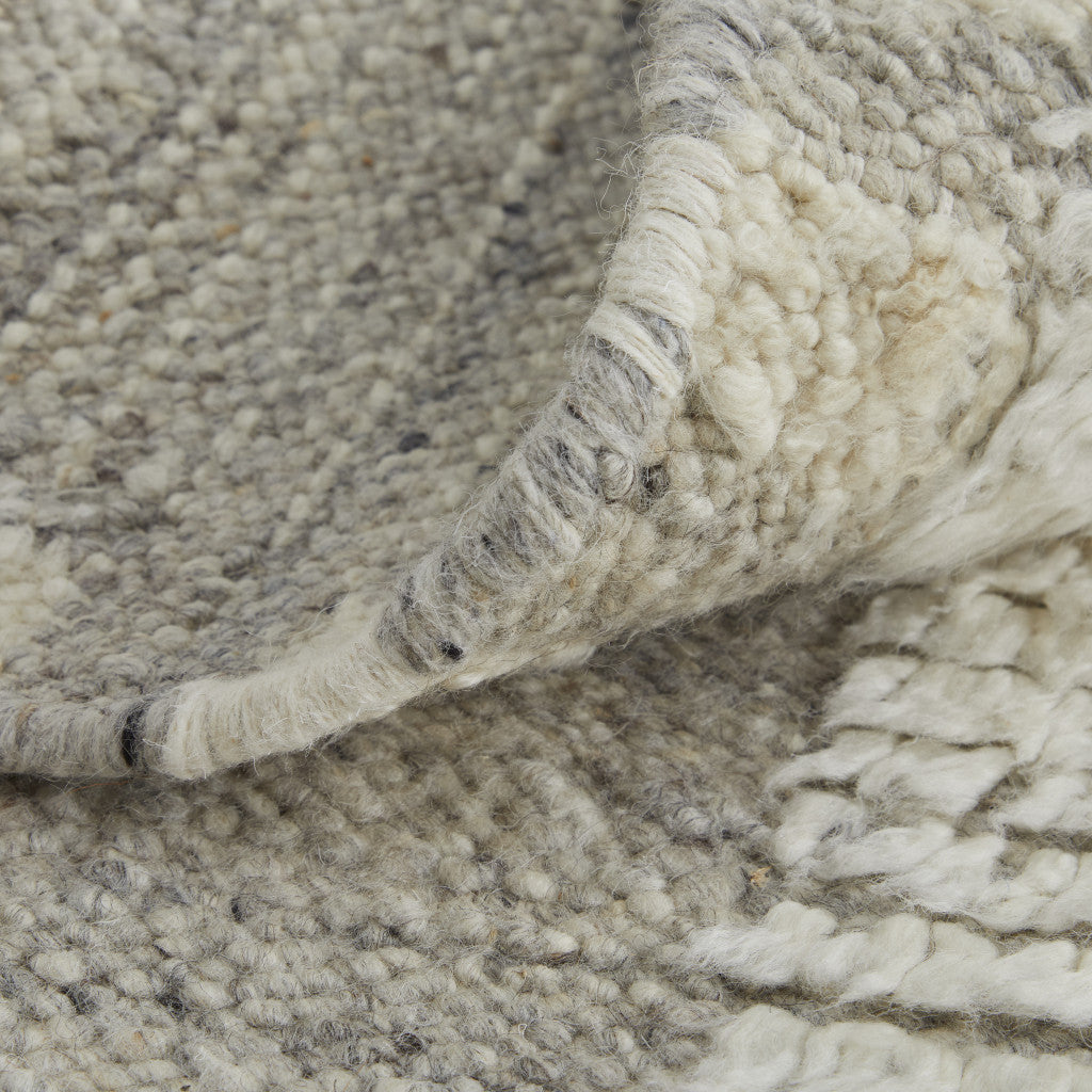 8' X 12' Gray and Ivory Wool Geometric Hand Woven Area Rug-6