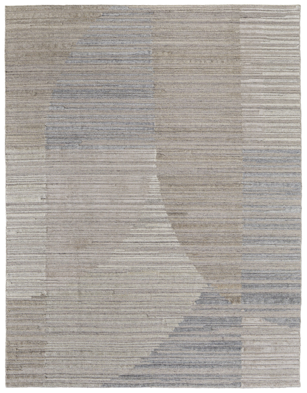 9' X 12' Tan and Blue Abstract Hand Woven Worn Faded Area Rug-4
