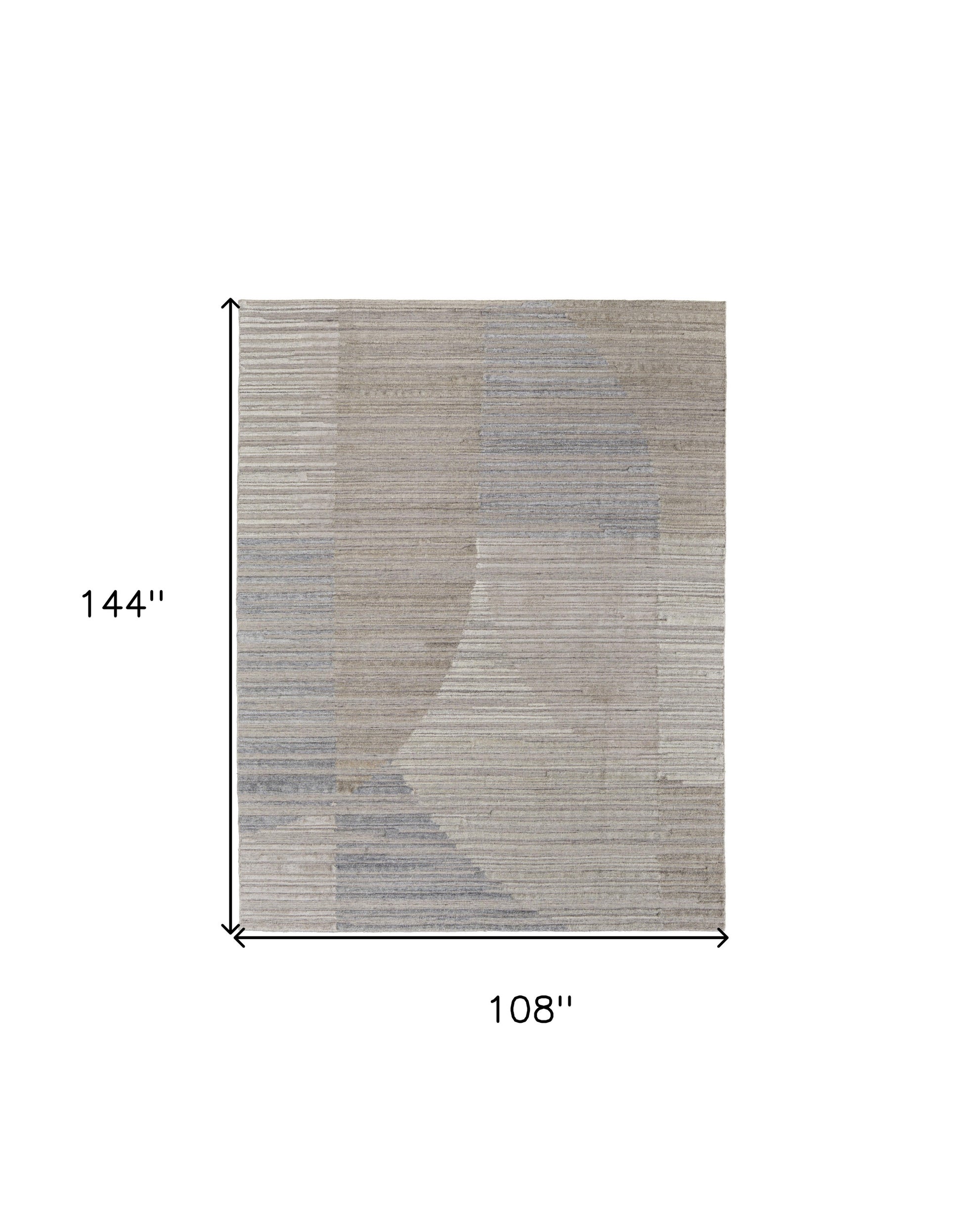 9' X 12' Tan and Blue Abstract Hand Woven Worn Faded Area Rug-2