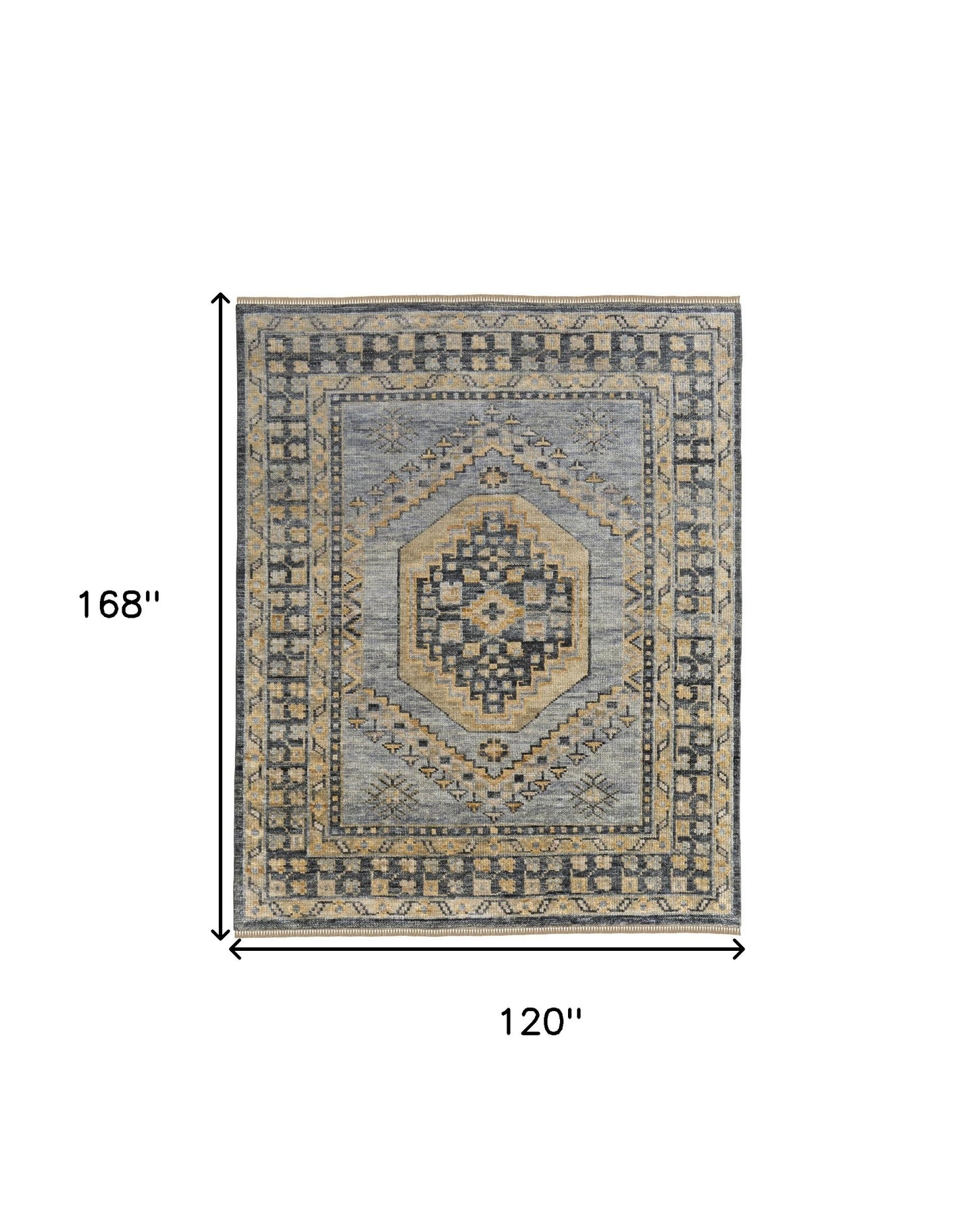 10' X 14' Blue Gray and Tan Wool Oriental Hand Knotted Area Rug With Fringe-2