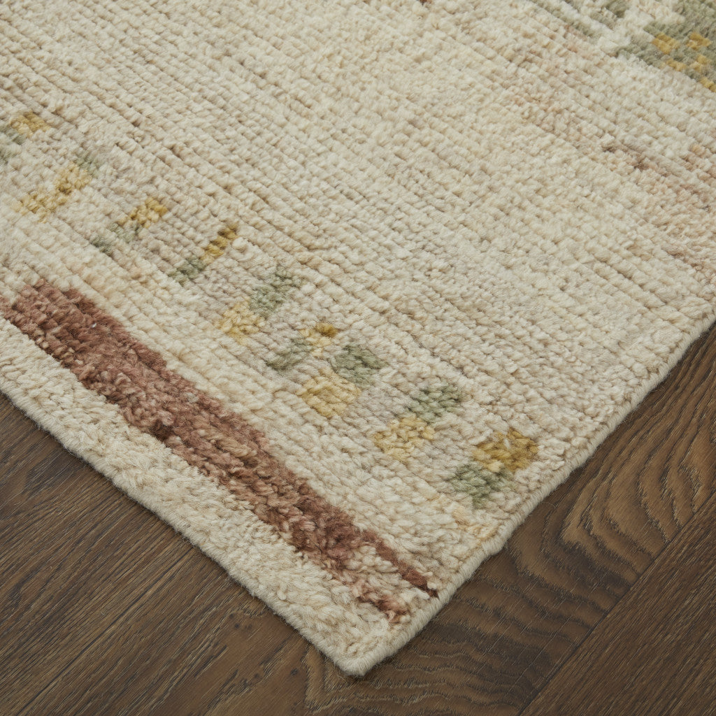 6' X 9' Gray Tan and Green Wool Abstract Hand Knotted Area Rug-8