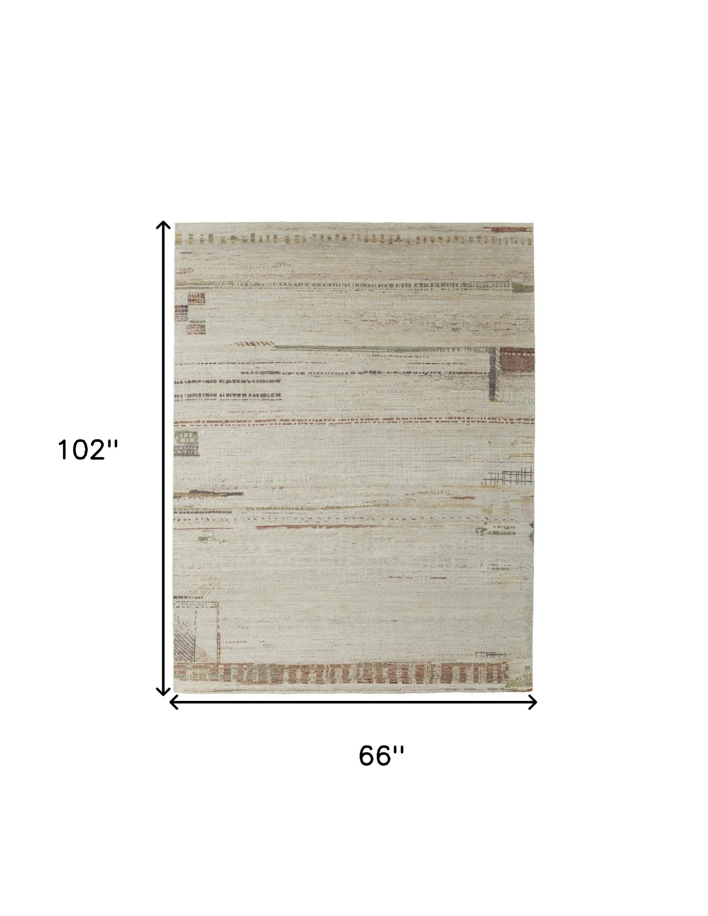 6' X 9' Gray Tan and Green Wool Abstract Hand Knotted Area Rug-2