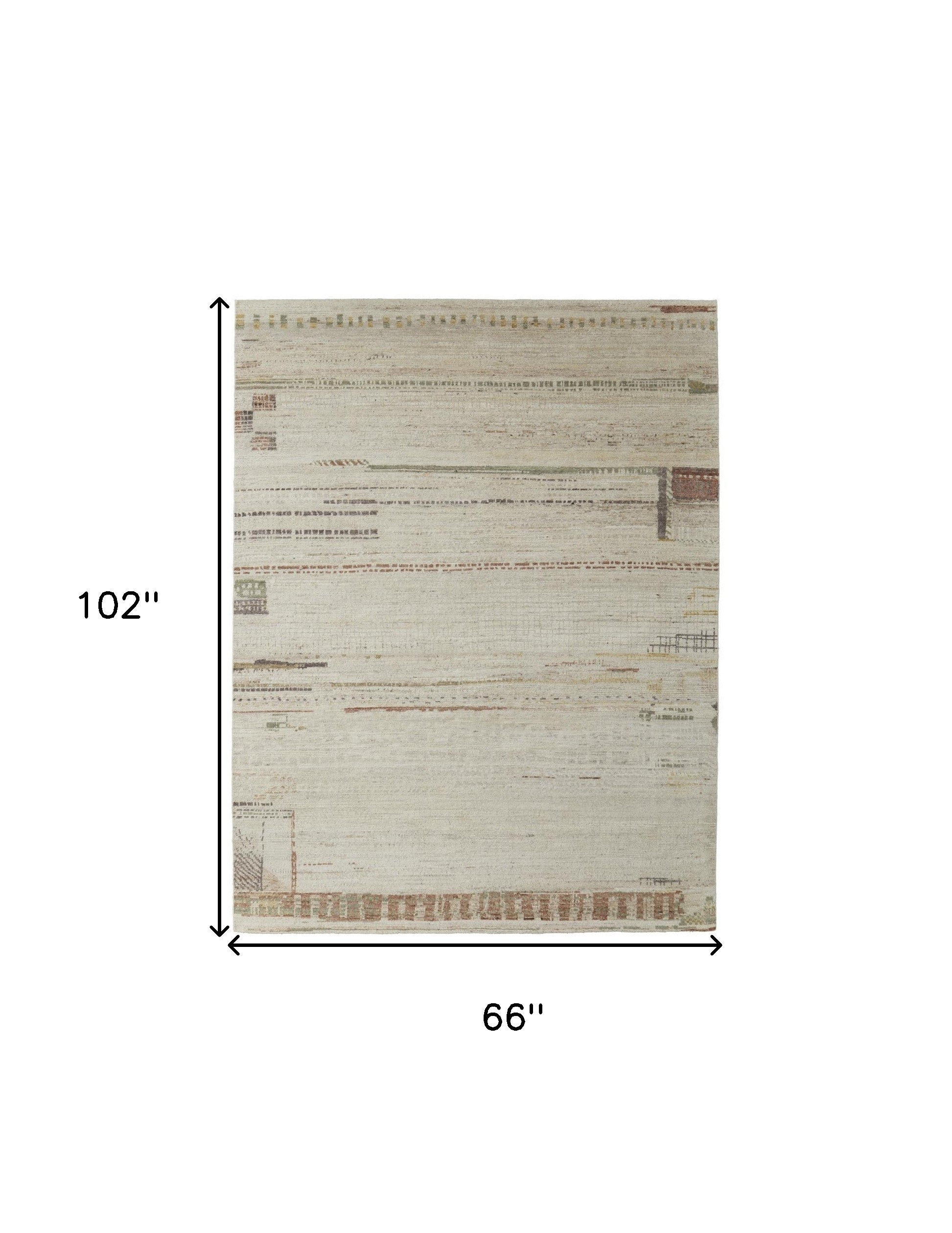 6' X 9' Gray Tan and Green Wool Abstract Hand Knotted Area Rug-2