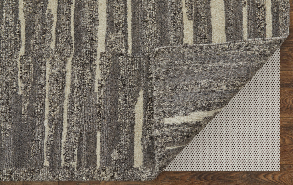 8' X 12' Gray Ivory and Taupe Abstract Hand Woven Area Rug-6