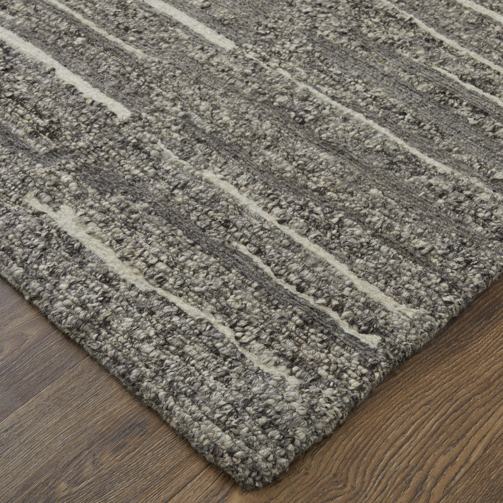 8' X 12' Gray Ivory and Taupe Abstract Hand Woven Area Rug-7