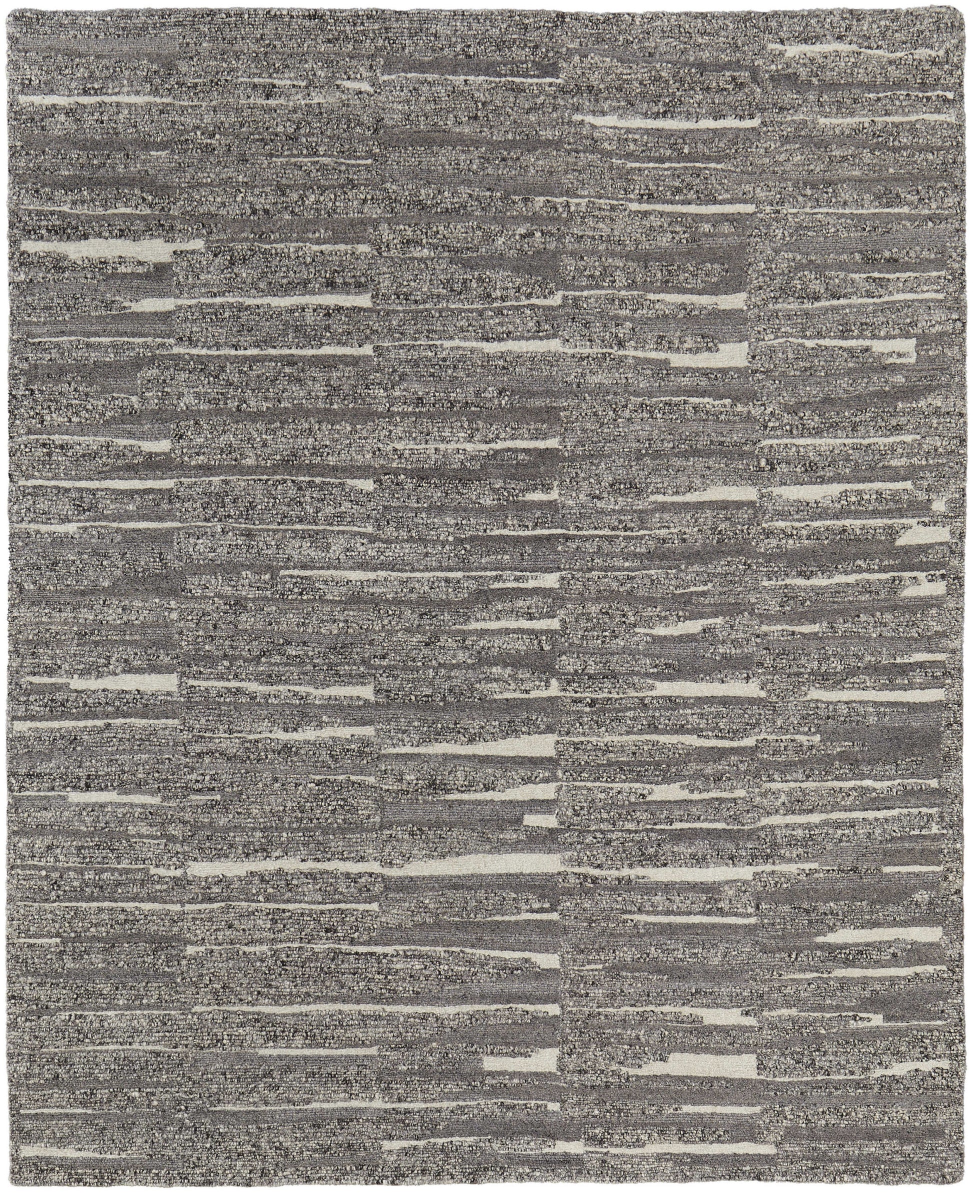 8' X 12' Gray Ivory and Taupe Abstract Hand Woven Area Rug-1